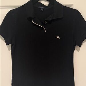 Burberry London black cotton knit polo shirt